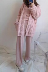 时尚百搭宽松毛衣外套女秋冬季新款针织开衫慵懒风外穿韩版上衣，女装羊毛衫，隆格羊绒