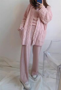 时尚百搭宽松毛衣外套女秋冬季新款针织开衫慵懒风外穿韩版上衣图片
