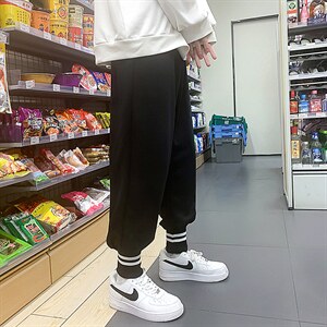 2025春装新款港风宽松束脚休闲运动裤D321-1-DM90-P40，女装休闲裤，电商D321-1
