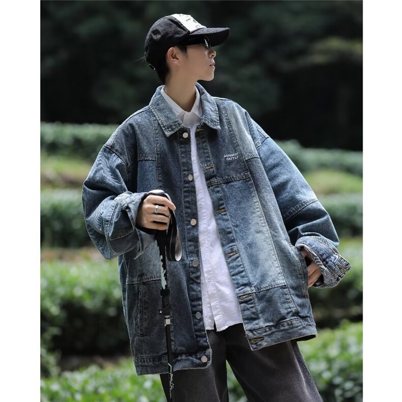 古牛仔外套女2023年春秋新款宽松百搭小众潮牌机车夹克JK3328,男装夹克,星座1116A-1（原606A）