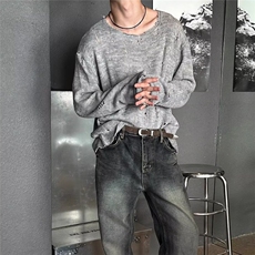 破洞上衣针织衫男女小众毛衣秋款镂空罩衫外套M0105P38，男装针织衫/毛衣，星座1013-1