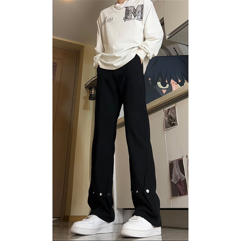 白色牛仔裤男款春秋季美式微喇修身直筒裤子潮牌高级感垂感休闲裤,男装牛仔裤,电商A062