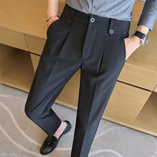 小西裤男九分修身直筒休闲裤男士高级垂感黑色西装长裤子潮KA502，男装西裤，星座1116A-2（原606A-1）