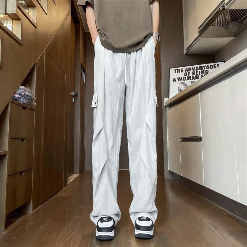 男夏季薄款冰丝褶皱伞兵裤子CK518P37,男装休闲裤,星座1116-2