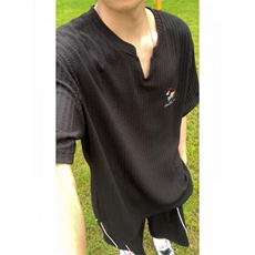 XZ809A/TTSS01/特P24/控48肌理感腊肠狗绣花V领T恤，男装T恤，星座809A(原222-1)