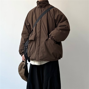 咖色冬季棉衣外套男日系立领宽松休闲夹克棉服1001-1-MY060-P85图片