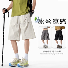 特批P20无差价美式凉感冰丝褶皱速干短裤男轻薄直筒五分裤DK5841，男装休闲裤，电商A001-1