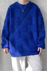 8XL-M特大码美式街头设计感毛巾绣格子毛衣男女情侣MY1204P50控68，男装针织衫/毛衣，电商D206-1