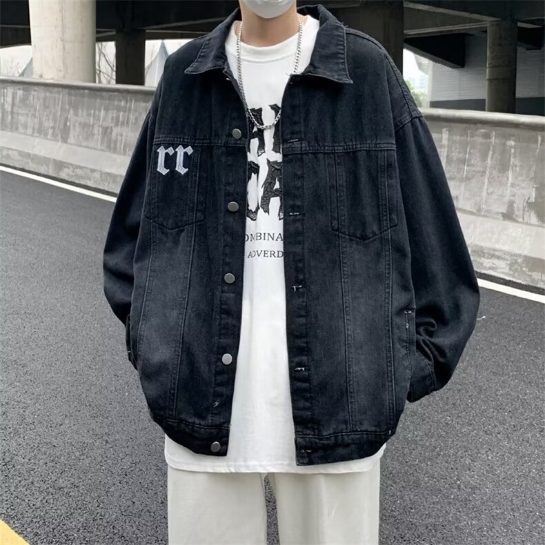牛仔外套男韩版潮刺绣高街2026春秋新款ins宽松百搭夹克W4738-P65,男装工装外套,星座412