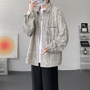 衬衫男秋季新款港风宽松灯芯绒扎染刺绣长袖衬衣CS8102-P42图片