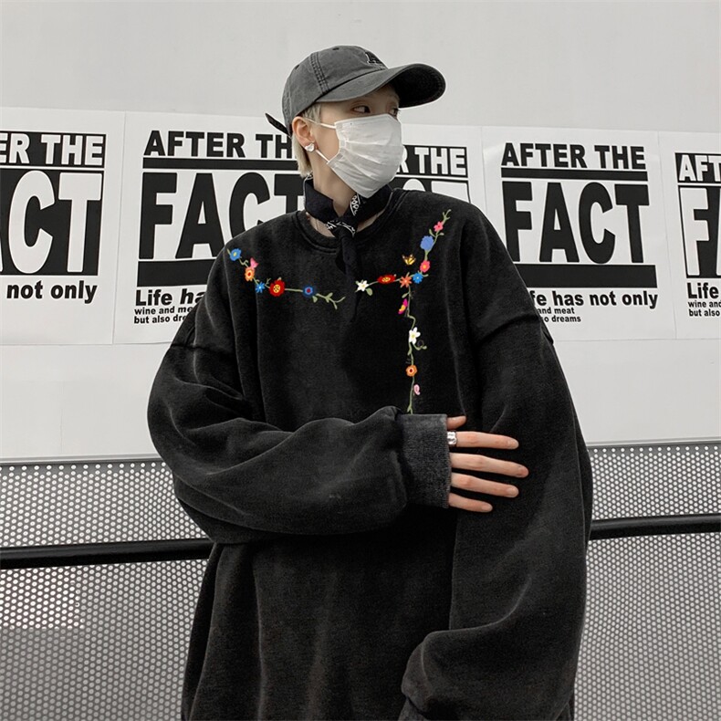 重磅腊肠狗水洗纯棉长袖T恤男秋季潮牌设计感宽松情侣内搭打底衫图片