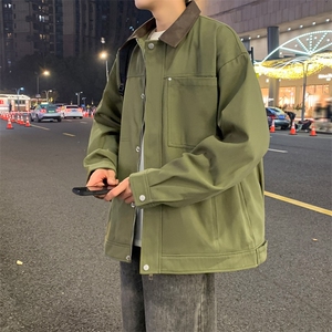 PU皮拼接夹克25年春新品翻领夹克时尚宽松外套A406 JK3520 特P85图片