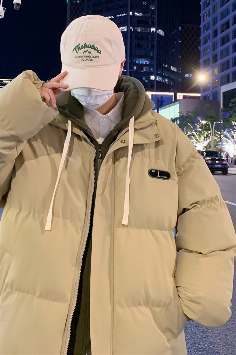 棉衣男冬季新款港风宽松假两件连帽棉服D9999-特P68,男装棉衣,星座214-3