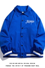 白底23春季时尚潮流字母印花翻领棒球服百搭夹克外套G724P65控88，男装夹克，电商A247-1