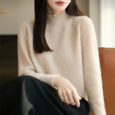 2025年秋季时尚百搭通勤简约休闲可机洗袖口菱形袖口，女装羊毛衫，暖娇绒