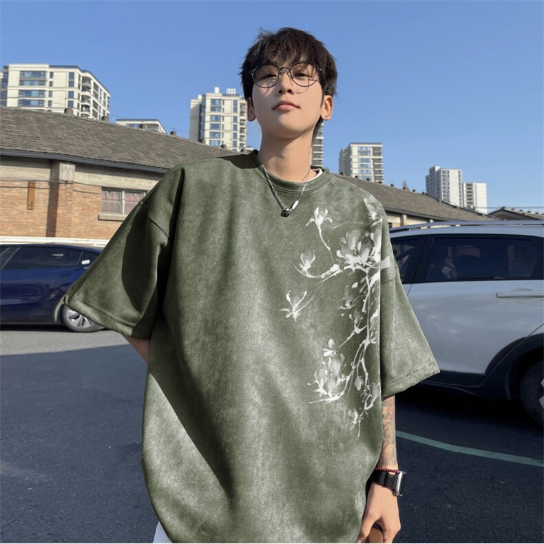 得物抖音直播高品质麂皮绒风印花宽松短袖djp296-特批23控39,男装T恤,星座605(原A050)