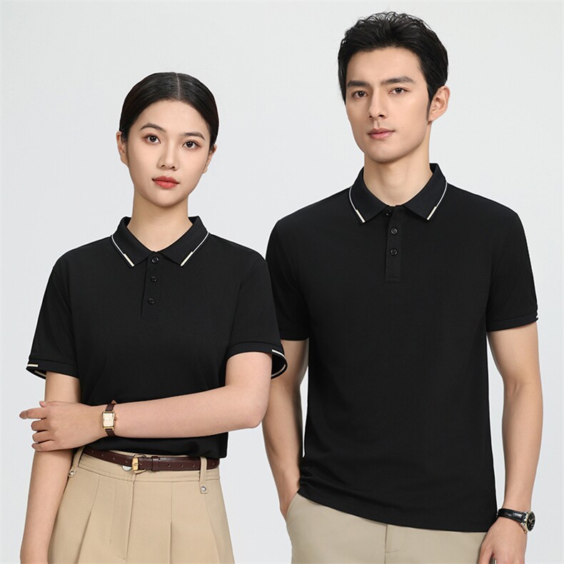 2025年春季小清新POLO领短袖商务绅士条纹POLO衫,男装Polo衫,鲁菏羊绒