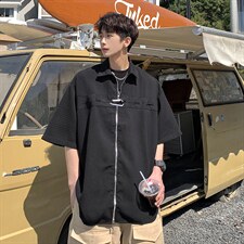 1港风华夫格短袖衬衫大码M-5XL金属纽扣短袖衬衣DCS8769特P35控68，男装T恤，星座226-2