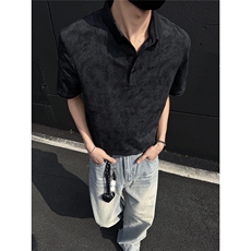25夏新款男高品质刺绣翻领polo短袖T黑墙风705-1-T002-P58无差价，男装Polo衫，星座705-1