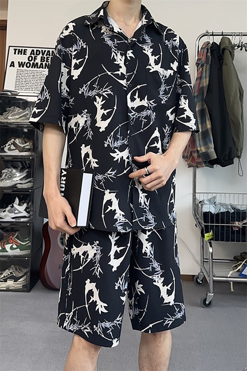 2025夏季休闲套装潮牌高街痞帅宽松休闲短袖短裤两件套TZ103-P43,男装休闲套装,电商A178