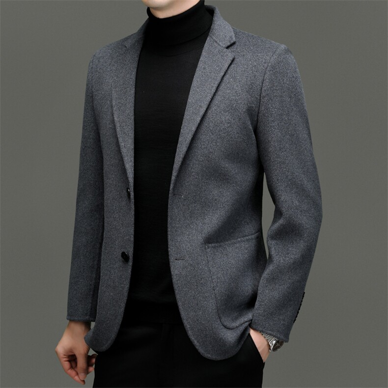 高端男装秋冬季商务休闲羊绒西服男中年羊毛呢子西装外套冬装上衣,男装西服,电商B212（原钱塘6029）