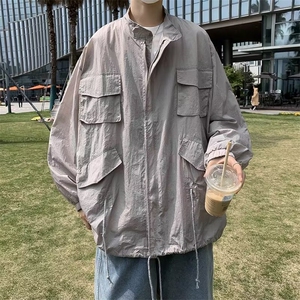 防晒衣男夏季薄款透气多口袋工装户外钓鱼防晒服无帽立领F31P33