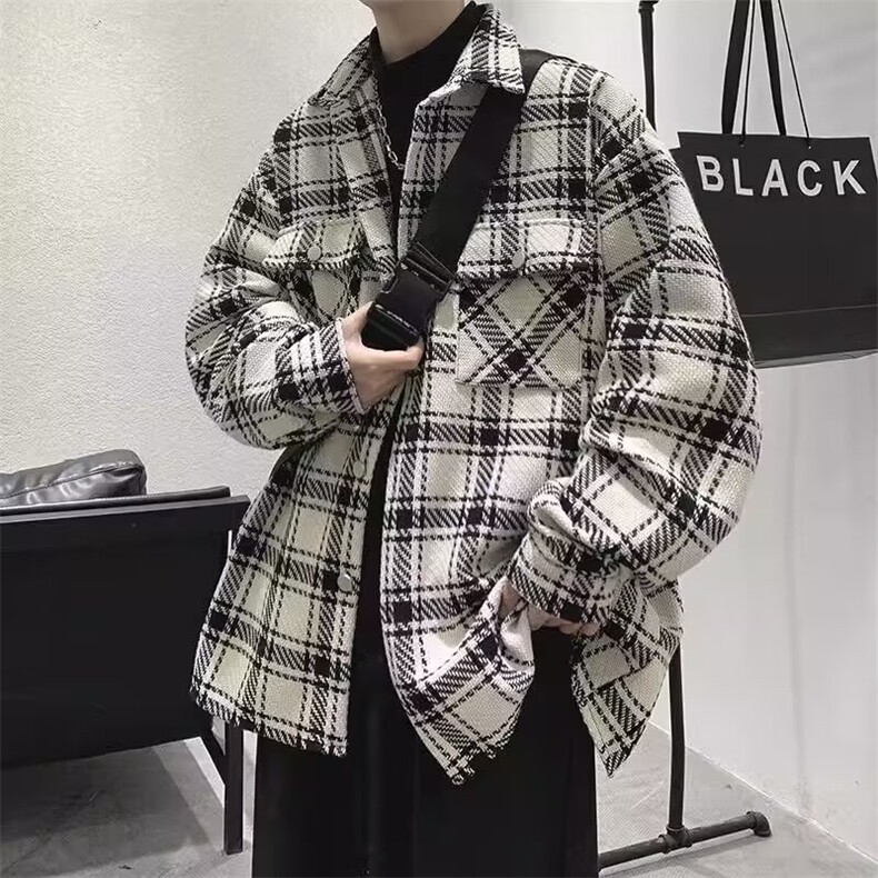 451小香风衬衫潮牌宽松大码外套美式复古帅气休闲痞帅夹克,男装衬衫,星座308A-1（原309B-1）