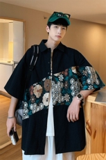 1绣花拼接成分：聚酯纤维M-5XL大码短袖衬衫男DCS7743P42控68，男装T恤，星座226-2