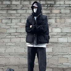 现货5W件冬季三防硬挺boxy短款立领棉衣马夹外套加厚马甲保暖棉服，男装棉衣，电商A486-1