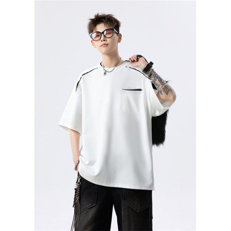 706-T2211-P45 280克重磅 现货 夏季男士痞帅半袖设计感短袖T恤图片
