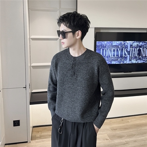 B353 MY8820 P75 L-2XL 浅灰冬季男常规版型潮版针织衫套头毛体图片