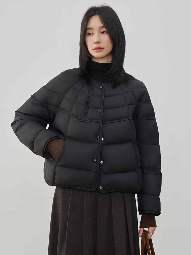 现货2025年冬季新款90白鸭绒休闲风简约时尚羽绒服女外套,女装羽绒服,阳光伊恋