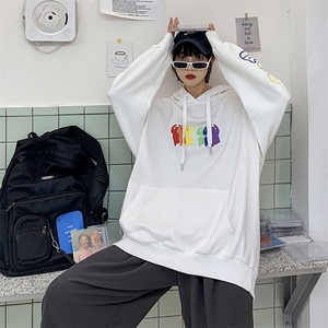 彩虹熊情侣卫衣韩版宽松慵懒风连帽卫衣男潮牌新款HY07TP35控48图片