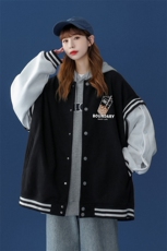 中性风2023秋季新款港风奶茶图案印花情侣百搭棒球服G552p75控98，男装夹克，A247A