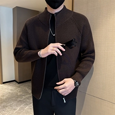 秋冬店主风社会小伙痞帅纯色高领开衫针织衫301A-1/M94/P68，男装针织衫/毛衣，星座301A-1