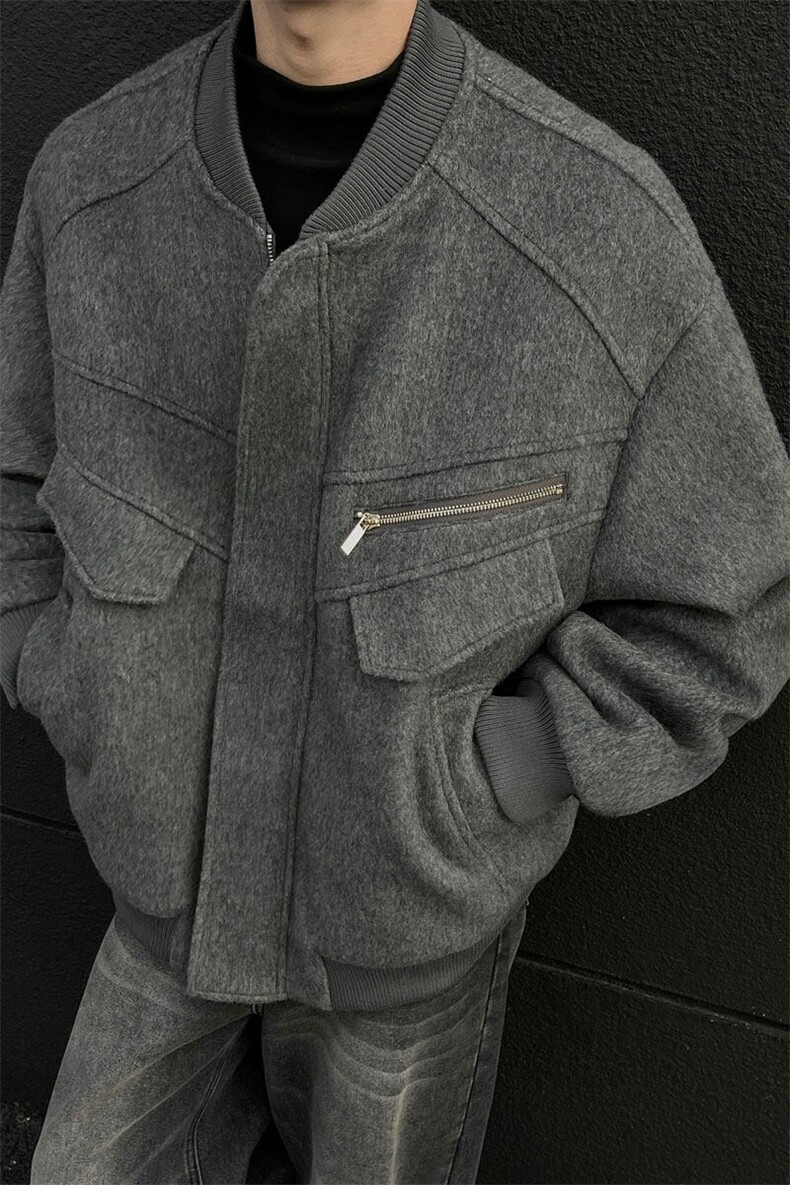 美式潮系夹棉绒毛呢外套飞行服冬季加厚棒球服棉服893P125,男装棉衣,电商A458A