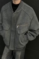 美式潮系夹棉绒毛呢外套飞行服冬季加厚棒球服棉服893P125，男装棉衣，电商A458A