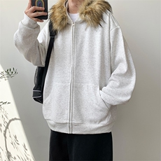 可拆卸毛领夹克外套加绒加厚保暖防风卫衣XZ302B-1-WT3456-P75，男装夹克，星座302B-1