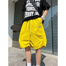 多巴胺刺绣速干七分裤男女夏季hiphop冰丝休闲伞兵裤情侣过膝短裤，男装牛仔裤，星座1210-1