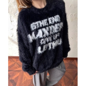 慵懒ins流行时尚气质仿貂绒毛衣百搭新款日系原宿简约文艺 M7610图片
