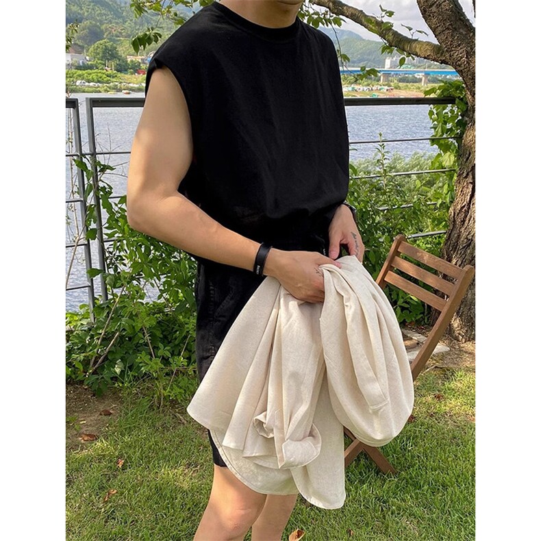 抖音得物高品质二开 冰感爽滑280克双纱纯棉纯色坎肩无袖T恤背心图片