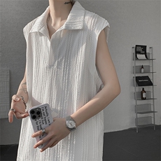 8XL-M夏竖条纹纯棉背心男韩版宽松坎肩休闲运动午休T恤肌理DX333，男装背心/马甲，电商D206-1
