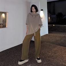 美式阔腿裤男款夏季韩版宽松设计感裤子垂感直筒休闲西裤-BK68，男装休闲裤，星座601-2