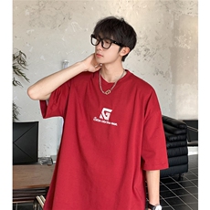 港风字母刺绣多色短袖T恤男DT77778P22块特价控45：供抖音视频，男装T恤，星座227-7