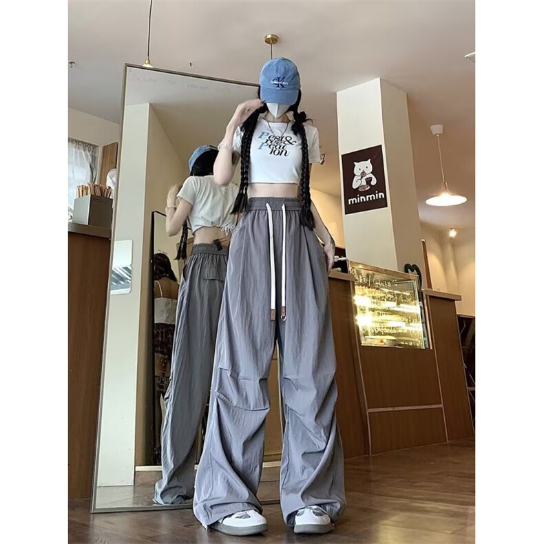 2024美式工装宽松显瘦褶皱伞兵直筒休闲运动裤CK1355-P45,男装休闲裤,星座313A-2