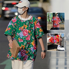 TZ2023夏季男女休闲运动圆领短袖T恤衫短裤可套装单选大码汉服潮，男装休闲套装，星座115A(原星座507）