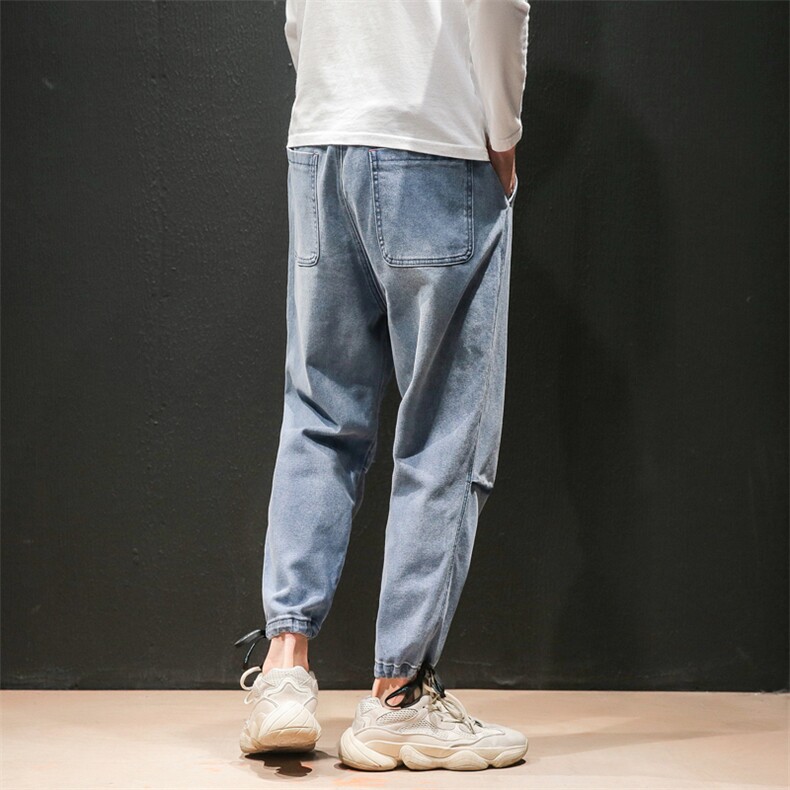 2020马切达秋季新日系大码潮男九分纯色松紧腰牛仔裤K293-P50,男装牛仔裤,电商A001