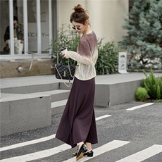 初秋时尚减龄套装女2025新款镂空渐变色针织罩衫上衣吊带裙两件套，女装套装/套裙，靓星雨