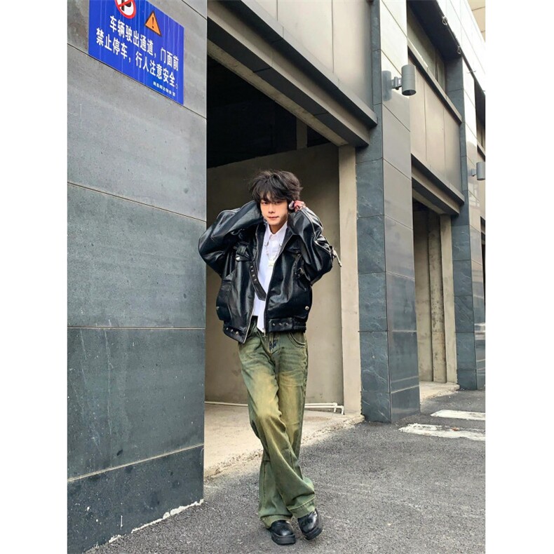 网络图现货短款皮衣外套高级感痞帅皮夹克RW188-P98,男装夹克,星座1005-6