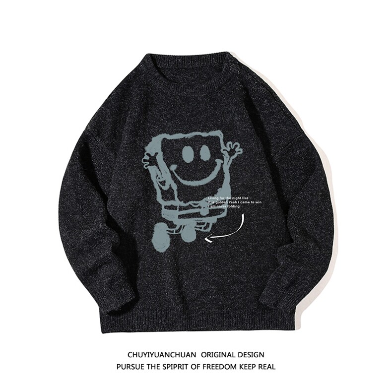加厚加绒毛衣男大码毛线衣男针织衫M19245-P45加绒款-P65白底,男装针织衫/毛衣,电商A040A